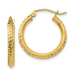 Load image into Gallery viewer, 14K Yellow Gold Knife Edge Diamond-cut 2.5x20mm Hollow Hoop Earrings  20mm length
