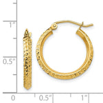 Load image into Gallery viewer, 14K Yellow Gold Knife Edge Diamond-cut 2.5x20mm Hollow Hoop Earrings  20mm length
