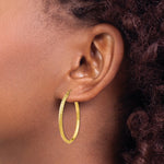 Load image into Gallery viewer, 14K Yellow Gold Knife Edge Diamond-cut Hollow Hoop Earrings  35mm length
