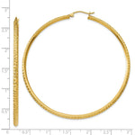 Load image into Gallery viewer, 14K Yellow Gold Knife Edge Diamond-cut Hollow Hoop Earrings  65mm length
