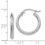 Load image into Gallery viewer, 14K White Gold Knife Edge Diamond-cut 2.5x20mm Hoop Earrings 20mm length
