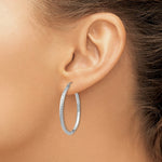 Load image into Gallery viewer, 14K White Gold Knife Edge Diamond-cut 2.5x25mm Hoop Earrings 35mm length
