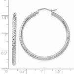 Load image into Gallery viewer, 14K White Gold Knife Edge Diamond-cut 2.5x25mm Hoop Earrings 35mm length
