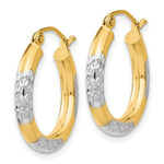 Load image into Gallery viewer, 14K Yellow Gold &amp; Rhodium Diamond-cut 3x20mm Hoop Earrings 20mm length
