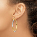 Load image into Gallery viewer, 14K Yellow Gold &amp; Rhodium Diamond-cut 3x45mm Hoop Earrings 45mm length
