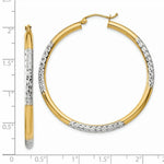 Load image into Gallery viewer, 14K Yellow Gold &amp; Rhodium Diamond-cut 3x45mm Hoop Earrings 45mm length
