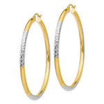 Load image into Gallery viewer, 14K Yellow Gold &amp; Rhodium Diamond-cut 3x55mm Hoop Earrings 55mm length
