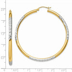 Load image into Gallery viewer, 14K Yellow Gold &amp; Rhodium Diamond-cut 3x55mm Hoop Earrings 55mm length
