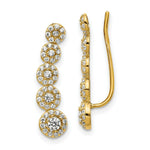 Load image into Gallery viewer, 14K Yellow Gold CZ Circles Polished Ear Climber Earrings

