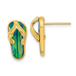 Load image into Gallery viewer, 14K Yellow Gold Polished w/Created Blue Opal Flip Flop Post Earrings

