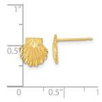 Load image into Gallery viewer, 14K Yellow Gold Satin Diamond-cut Seashell Post Earrings
