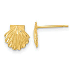 Load image into Gallery viewer, 14K Yellow Gold Satin Diamond-cut Seashell Post Earrings
