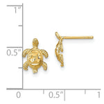 Load image into Gallery viewer, 14K Yellow Gold Polished Diamond-cut Sea Turtle Post Earrings
