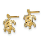 Load image into Gallery viewer, 14K Yellow Gold Polished Diamond-cut Sea Turtle Post Earrings
