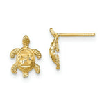 Load image into Gallery viewer, 14K Yellow Gold Polished Diamond-cut Sea Turtle Post Earrings

