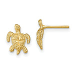 Load image into Gallery viewer, 14K Yellow Gold Polished Diamond-cut Sea Turtle Post Earrings
