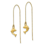 Load image into Gallery viewer, 14K Yellow Gold Polished Dolphins Threader Earrings
