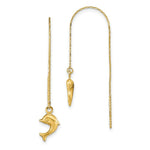 Load image into Gallery viewer, 14K Yellow Gold Polished Dolphins Threader Earrings
