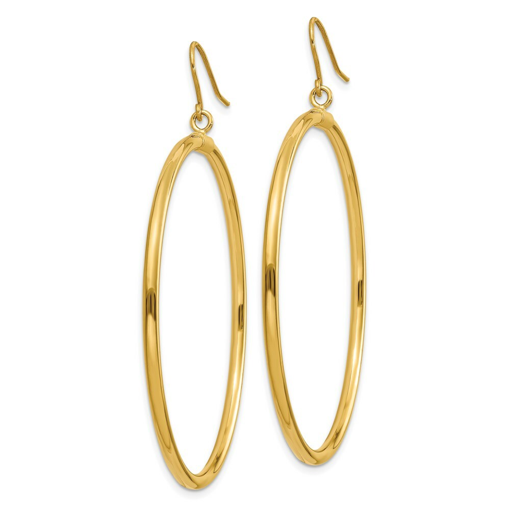 14K Yellow Gold Tube Hoop Dangle Earrings