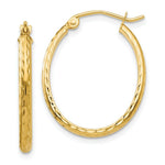 Load image into Gallery viewer, 14K Yellow Gold Lightweight Diamond-cut Oval Hoop Earrings  17mm length
