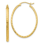 Load image into Gallery viewer, 14K Yellow Gold Lightweight Diamond-cut Oval Hoop Earrings  22mm length
