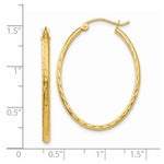 Load image into Gallery viewer, 14K Yellow Gold Lightweight Diamond-cut Oval Hoop Earrings  22mm length
