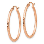 Load image into Gallery viewer, 14K Rose Gold Diamond-cut Polished Hoop Earrings  30mm length
