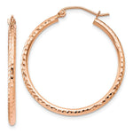 Load image into Gallery viewer, 14K Rose Gold Diamond-cut Polished Hoop Earrings  30mm length
