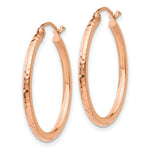 Load image into Gallery viewer, 14K Rose Gold Diamond-cut Polished Hoop Earrings  25mm length
