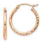 Load image into Gallery viewer, 14K Rose Gold Diamond-cut Polished Hoop Earrings  20mm length
