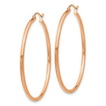 Load image into Gallery viewer, 14K Rose Gold 2mm Polished Hoop Earrings  45mm length
