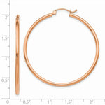 Load image into Gallery viewer, 14K Rose Gold 2mm Polished Hoop Earrings  45mm length
