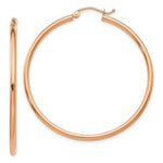 Load image into Gallery viewer, 14K Rose Gold 2mm Polished Hoop Earrings  45mm length
