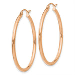 Load image into Gallery viewer, 14K Rose Gold 2mm Polished Hoop Earrings  35mm length
