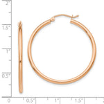 Load image into Gallery viewer, 14K Rose Gold 2mm Polished Hoop Earrings  35mm length
