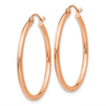 Load image into Gallery viewer, 14K Rose Gold 2mm Polished Hoop Earrings  30mm length
