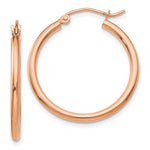 Load image into Gallery viewer, 14K Rose Gold 2mm Polished Hoop Earrings  25mm length
