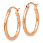 Load image into Gallery viewer, 14K Rose Gold 2mm Polished Hoop Earrings  20mm length
