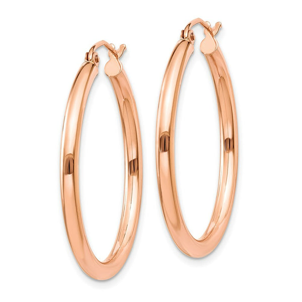 14K Rose Gold 2.5mm Polished Hoop Earrings  30mm length