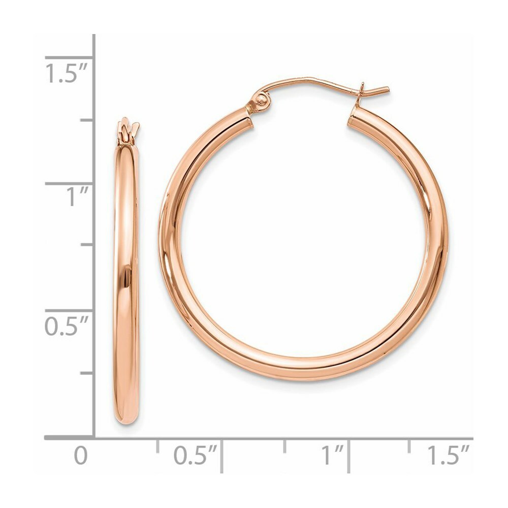 14K Rose Gold 2.5mm Polished Hoop Earrings  30mm length