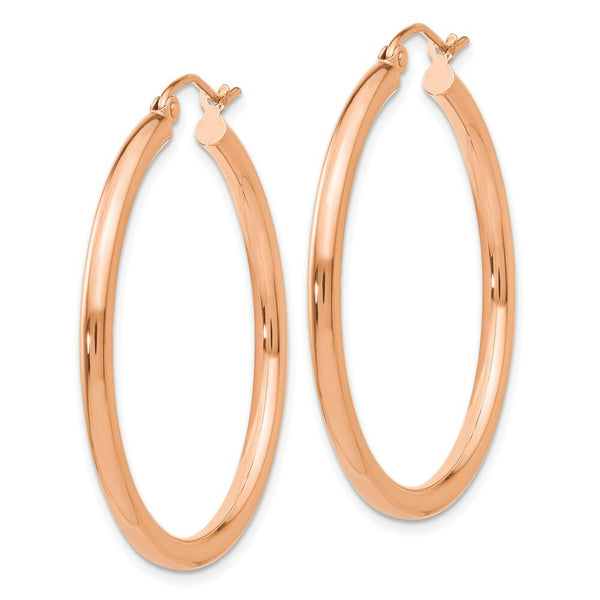 14K Rose Gold 2.5mm Polished Hoop Earrings  35mm length
