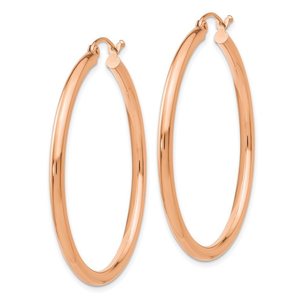 14K Rose Gold 2.5mm Polished Hoop Earrings  40mm length