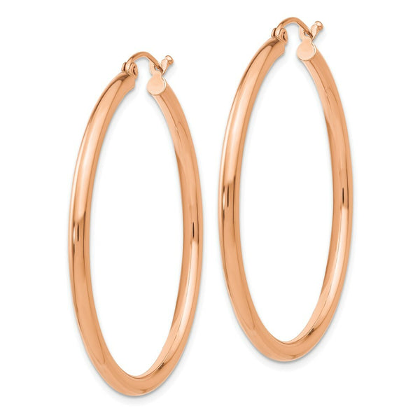14K Rose Gold 2.5mm Polished Hoop Earrings  40mm length