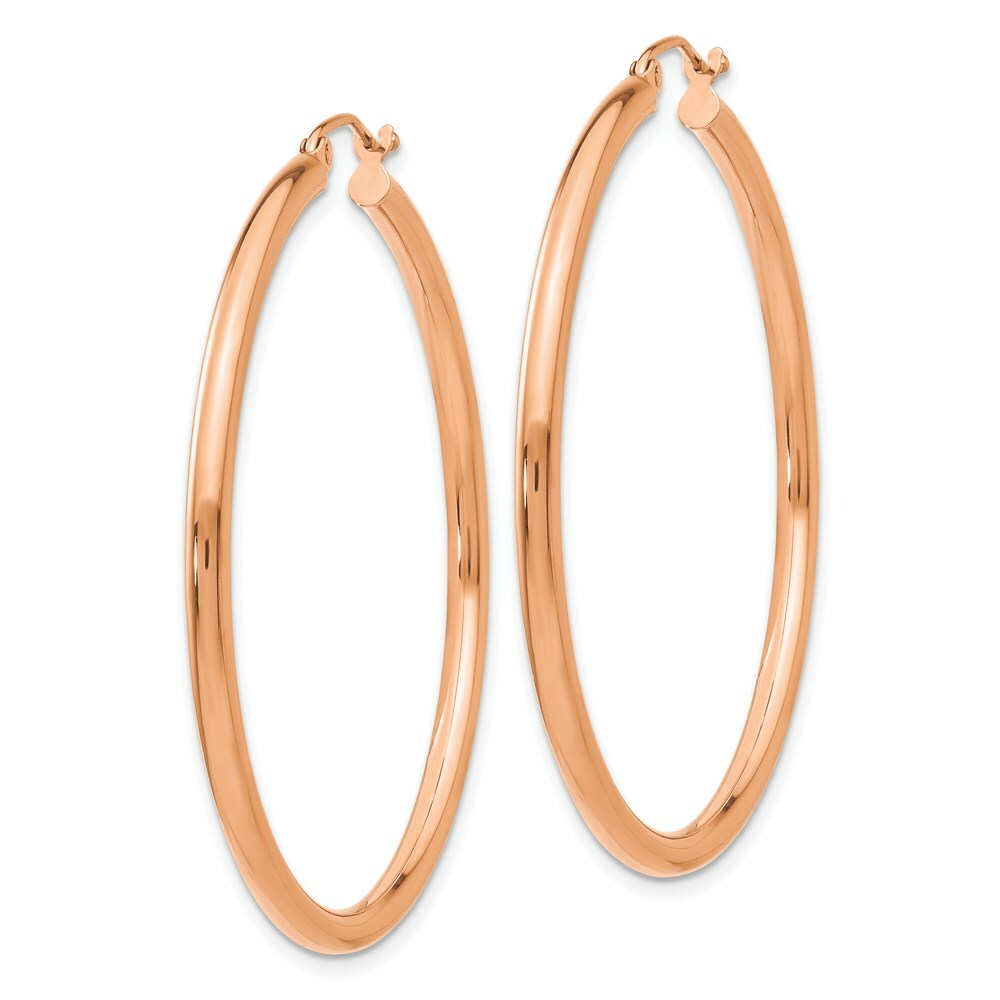 14K Rose Gold 2.5mm Polished Hoop Earrings  45mm length