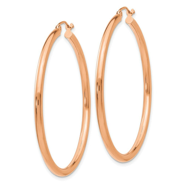14K Rose Gold 2.5mm Polished Hoop Earrings  45mm length