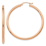 Load image into Gallery viewer, 14K Rose Gold 2.5mm Polished Hoop Earrings  45mm length
