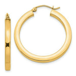 Load image into Gallery viewer, 14K Yellow Gold 3mm Polished Square Hoop Earrings  30mm length
