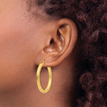 Load image into Gallery viewer, 14K Yellow Gold 3mm Polished Square Hoop Earrings  35mm length
