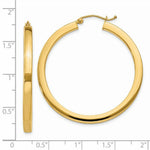Load image into Gallery viewer, 14K Yellow Gold 3mm Polished Square Hoop Earrings  40mm length
