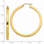 Load image into Gallery viewer, 14K Yellow Gold 3mm Polished Square Hoop Earrings  45mm length
